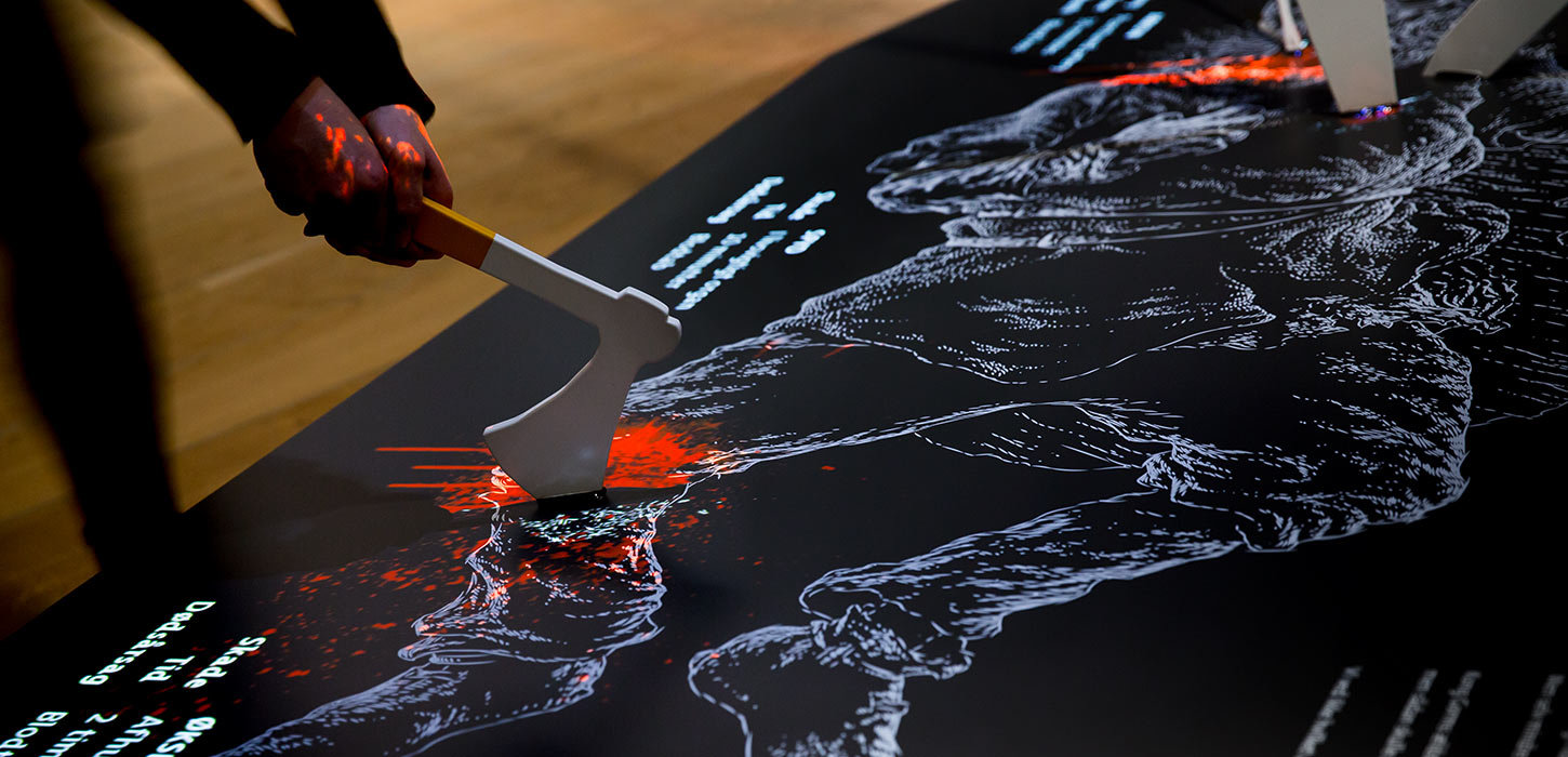 Kongernes Jelling exhibition with the dead warrior