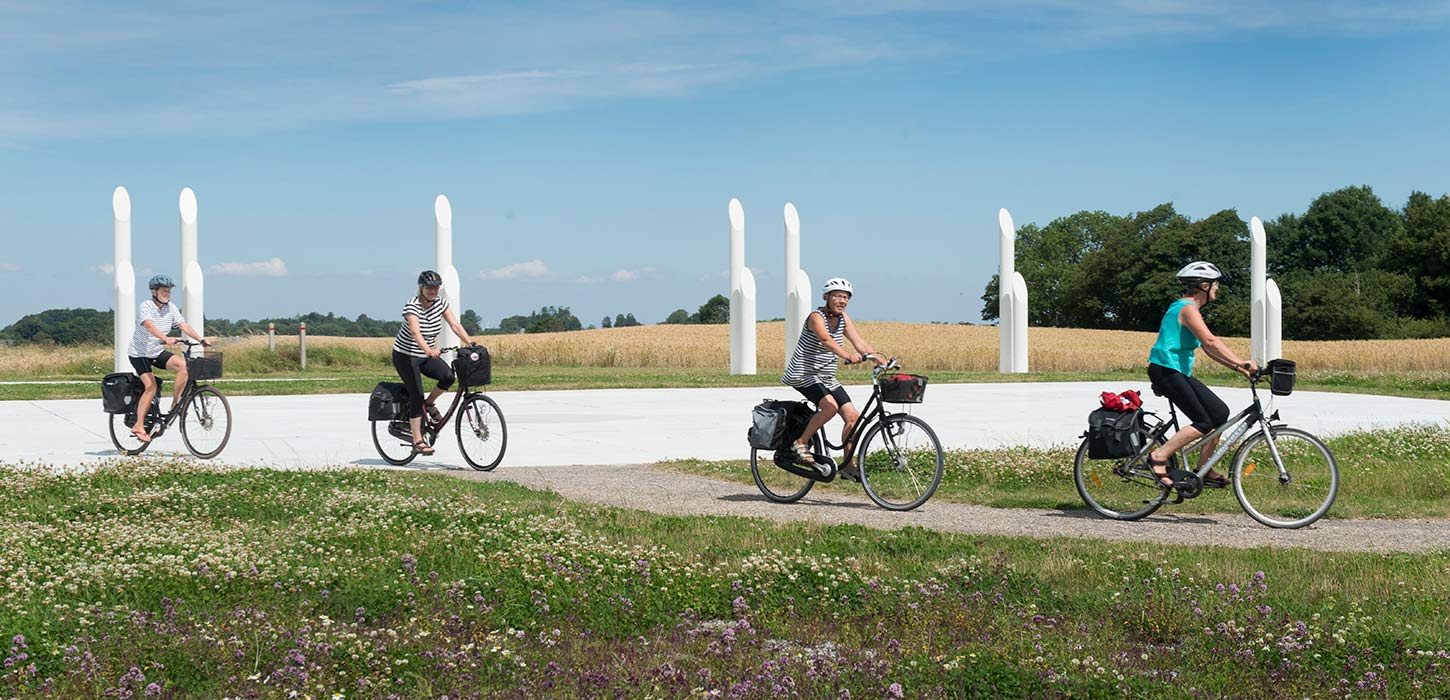 On bike at the Jelling Monuments