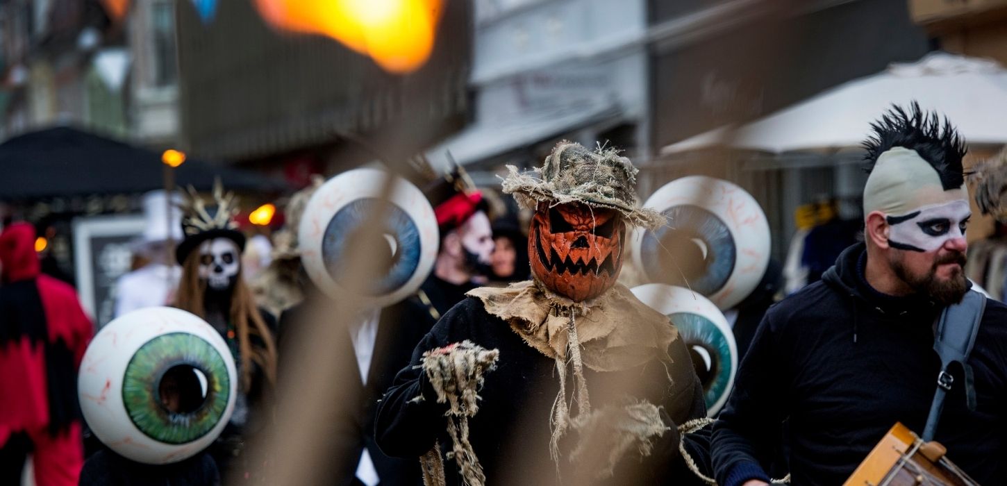 Halloween parade in Vejle pedestrian street
