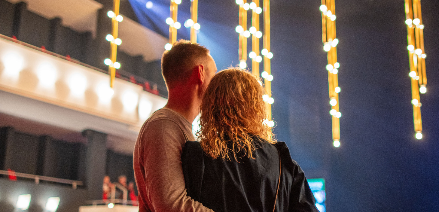 A couple for a performance in Vejle Music Theatre