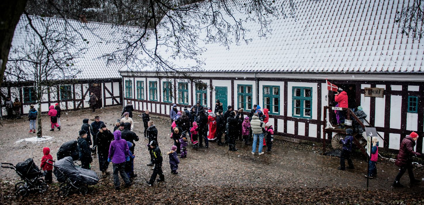 Christmas market at Børkop Vandmølle, where families and friends meet in the courtyard
