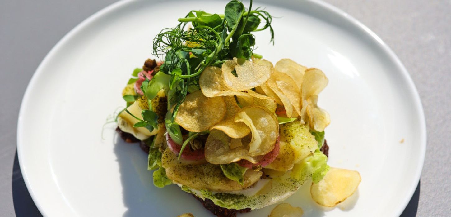 Unique open-faced sandwich at Restaurant Remouladen