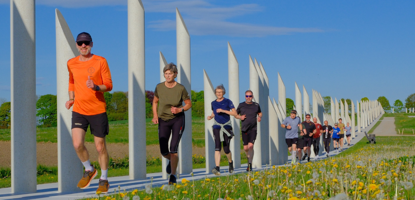 Jelling Viking Run løbere ved palisaderne i Jelling
