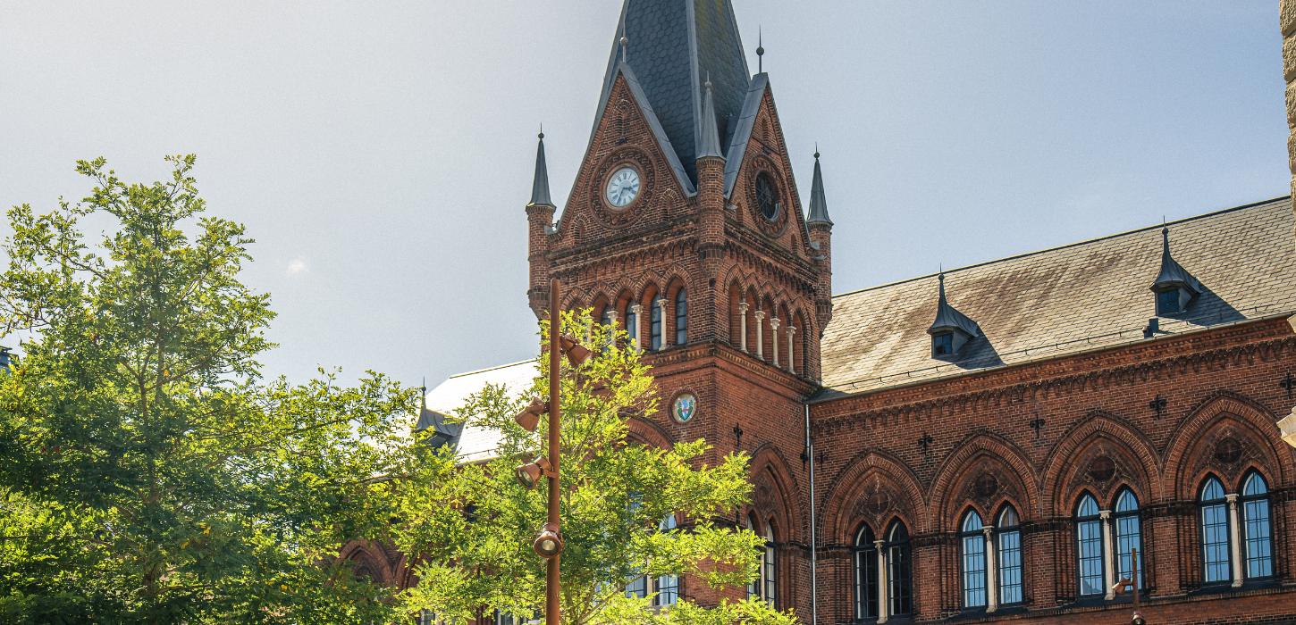 The town hall in Vejle city centre on a summer day