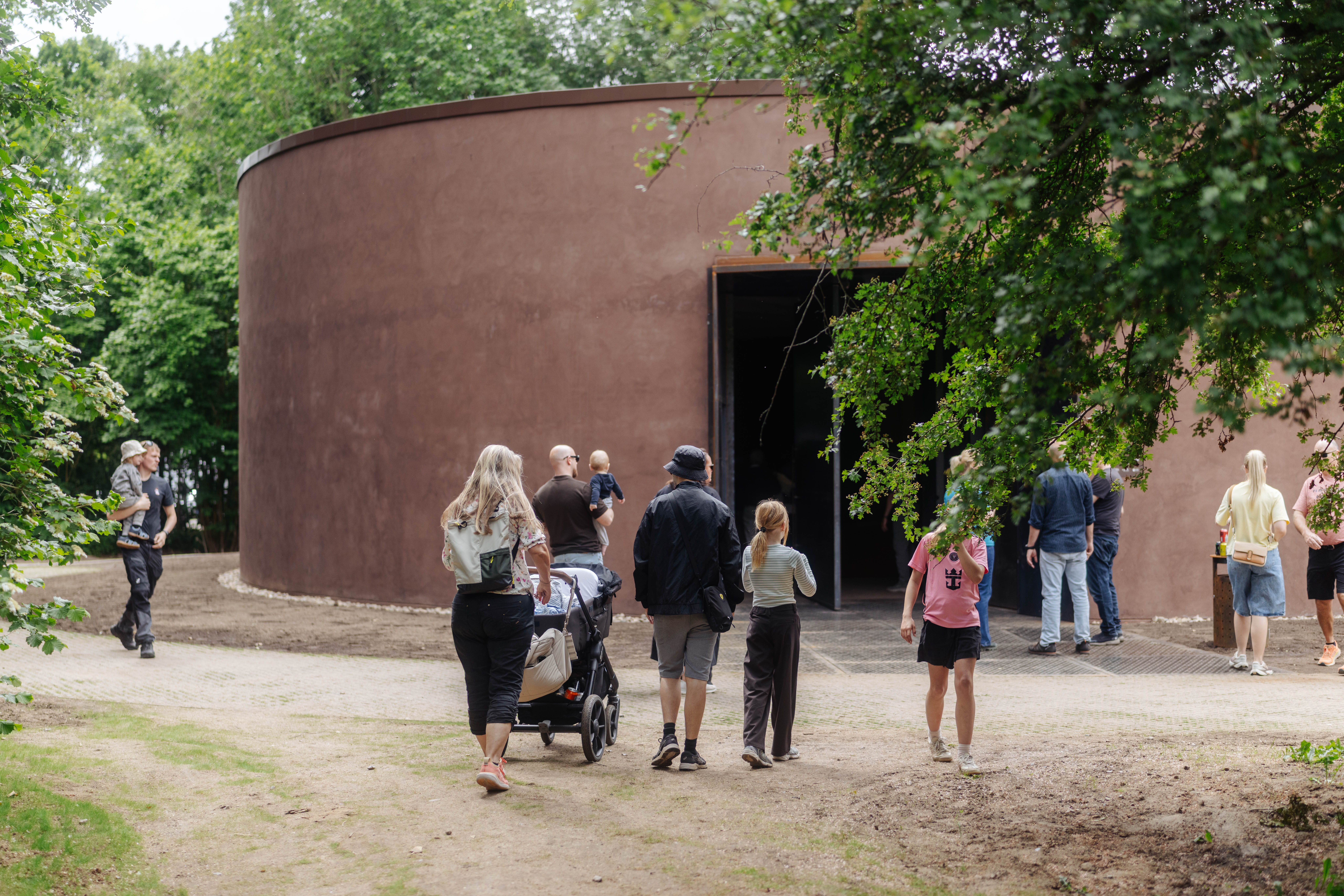 Visitors in front of the Egtvedpigens Verden exhibition