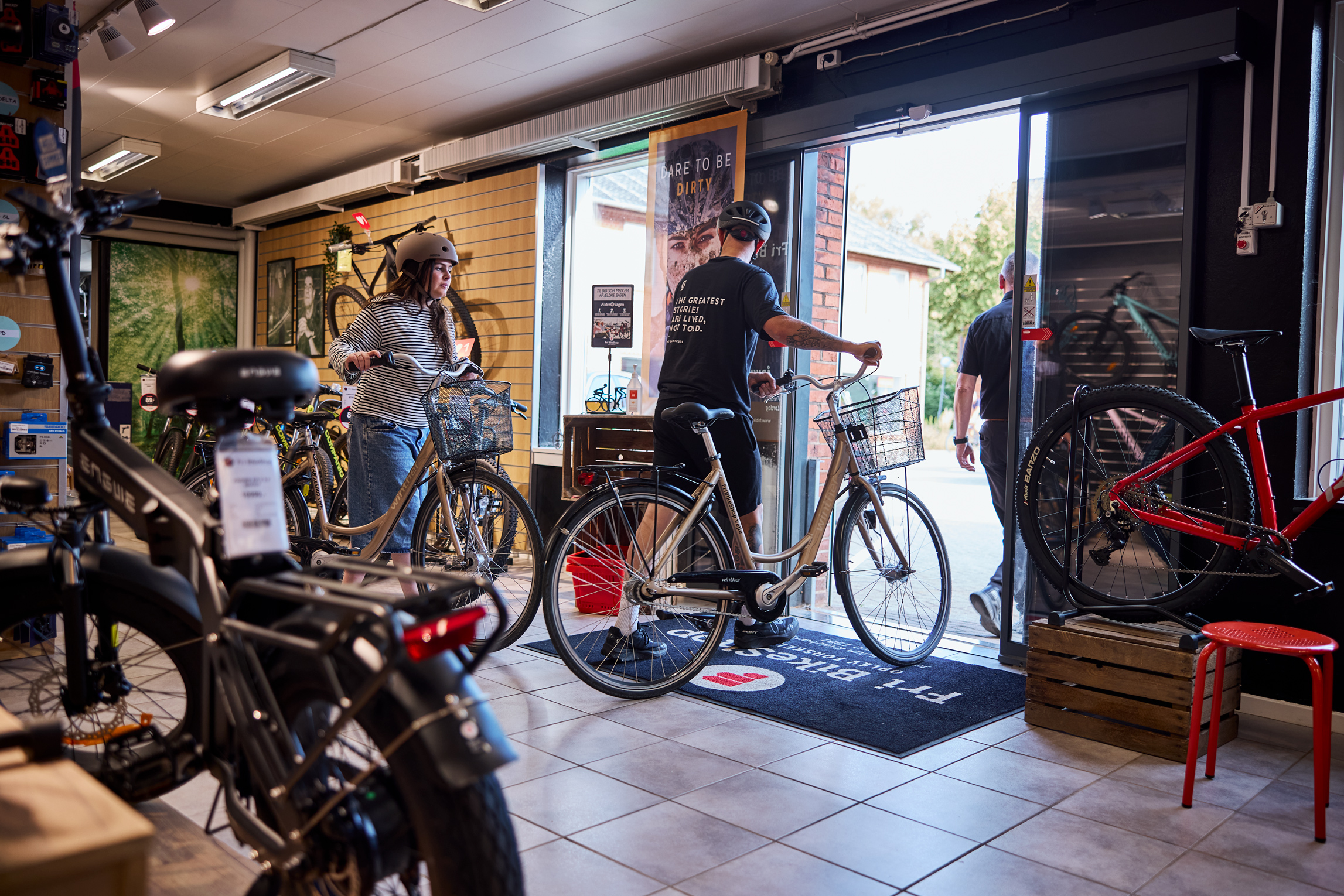 Cykeludlejning hos Fri BikeShop i Vejle midtby på en sommerdag