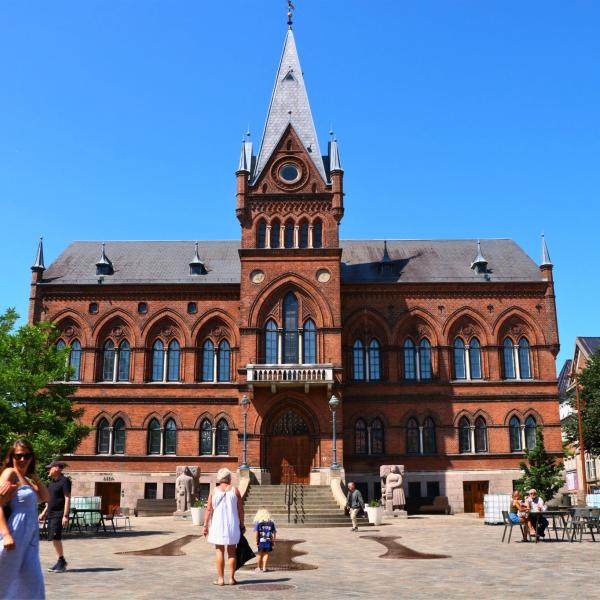  Vejle Town Hall and Town Hall Square in the summer