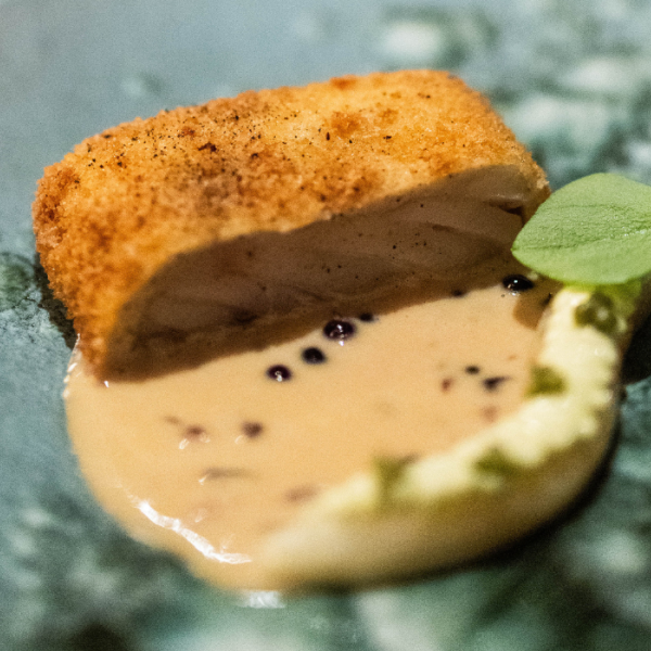 Food served at TreeTop Restaurant at Munkebjerg Hotel in Vejle