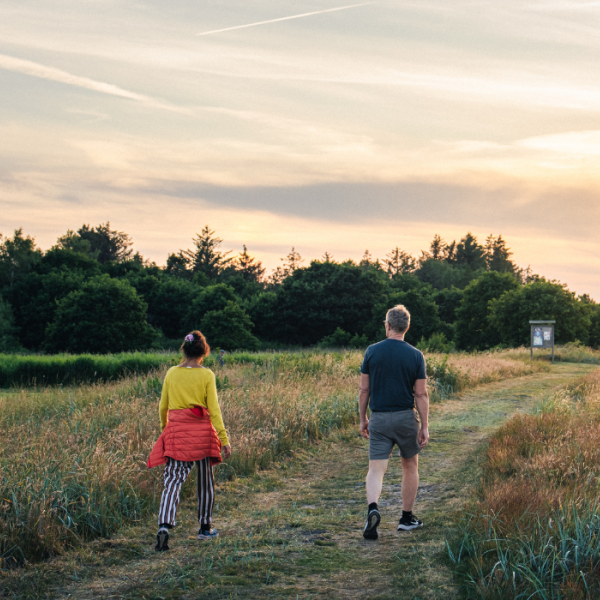 Couple walking in the evening at Mørkholt Strand