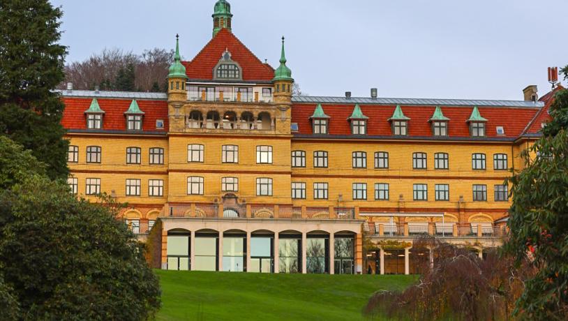 View from the garden of Hotel Vejlefjord spa hotel