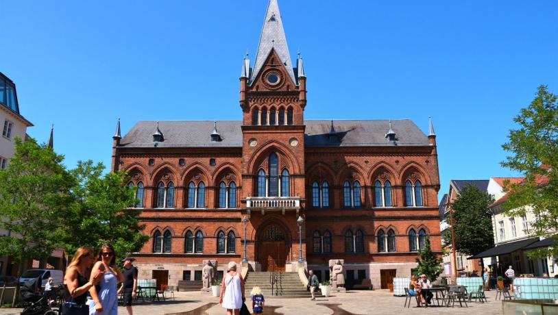  Vejle Town Hall and Town Hall Square in the summer