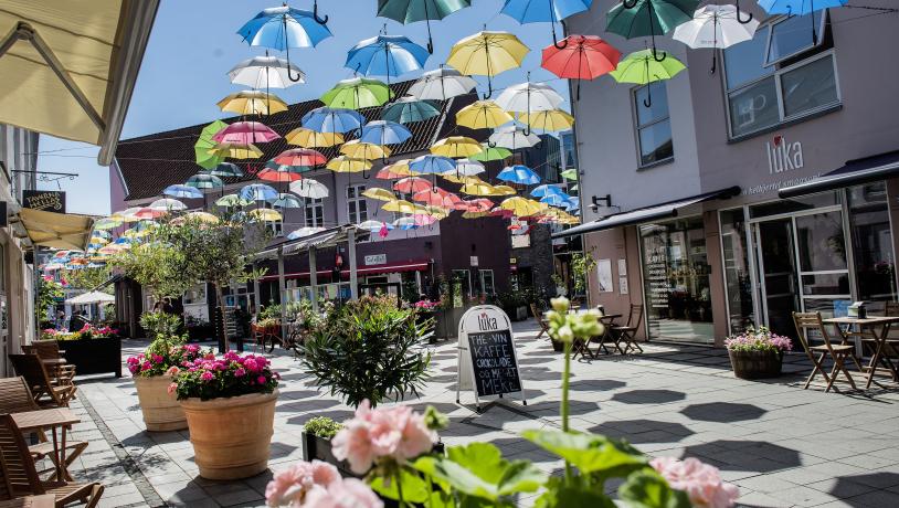 Umbrella sky in Vejle Midtpunkt in the summer