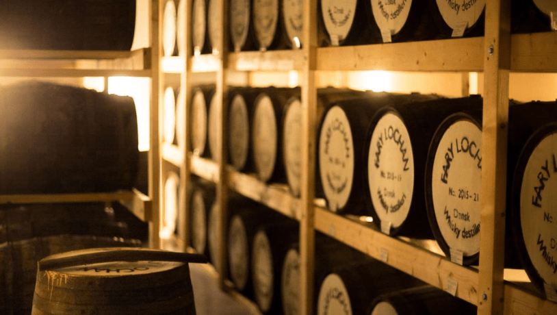 Whiskey barrels at Fary Lochan in Farre