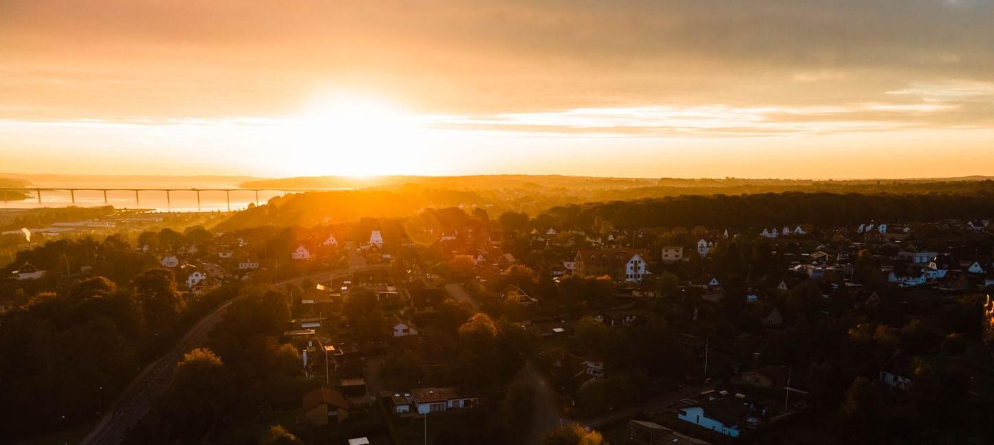 View of Vejle city at sunset