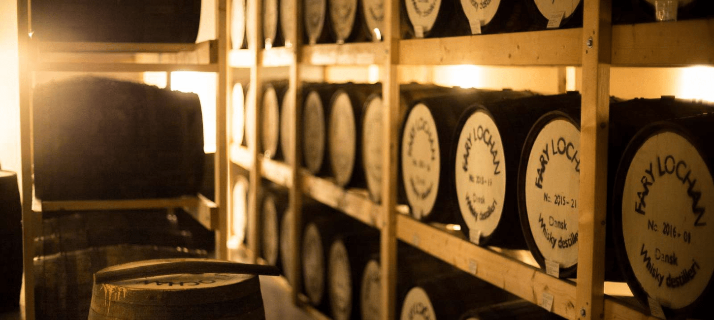 Whiskey barrels at Fary Lochan in Farre