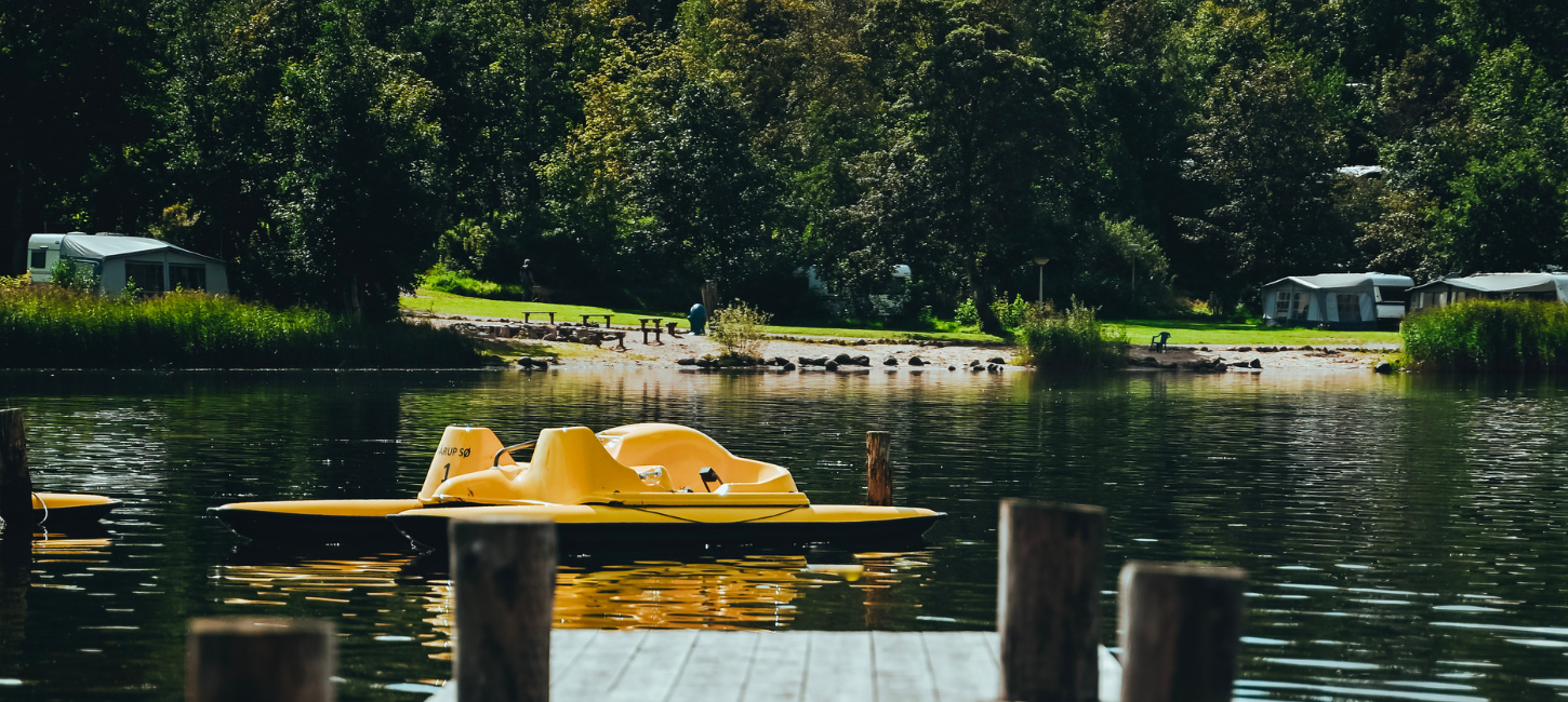 Pedal boat in the water at Fårup Lake