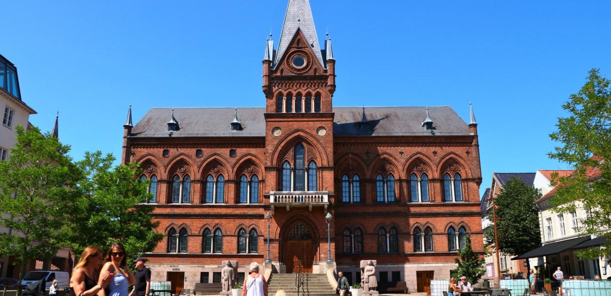  Vejle Town Hall and Town Hall Square in the summer
