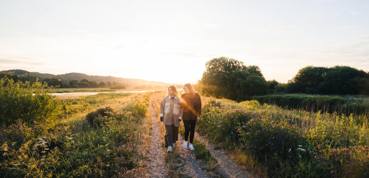 Women on a walk in Vejle Ådal near Kongens Kær
