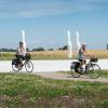 On bike at the Jelling Monuments
