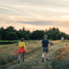 Couple walking in the evening at Mørkholt Strand