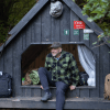 Man sitting at shelter at Andkær Vig