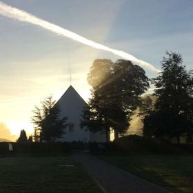 Jelling Church in the morning sun