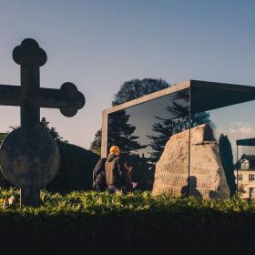 The rune stones at the cemetery in Jelling