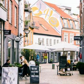 Summer in Grønnegade in Vejle - a side street to the pedestrian street