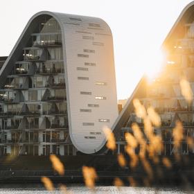 Sunset over Bølgen in Vejle