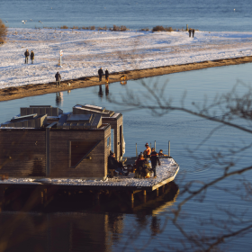 Tirsbæk Beach by Vejle Fjord on a winter day