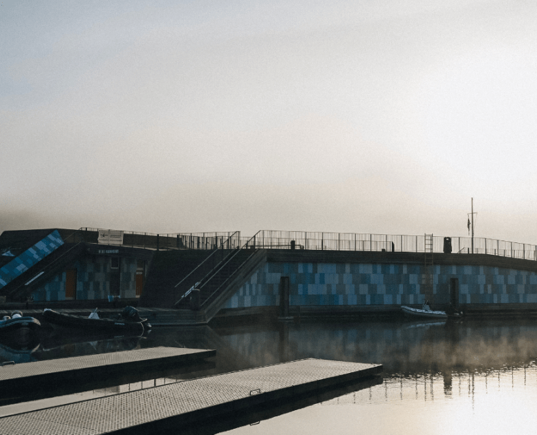 Vejle Kayak Club at Vejle Harbor in the fog