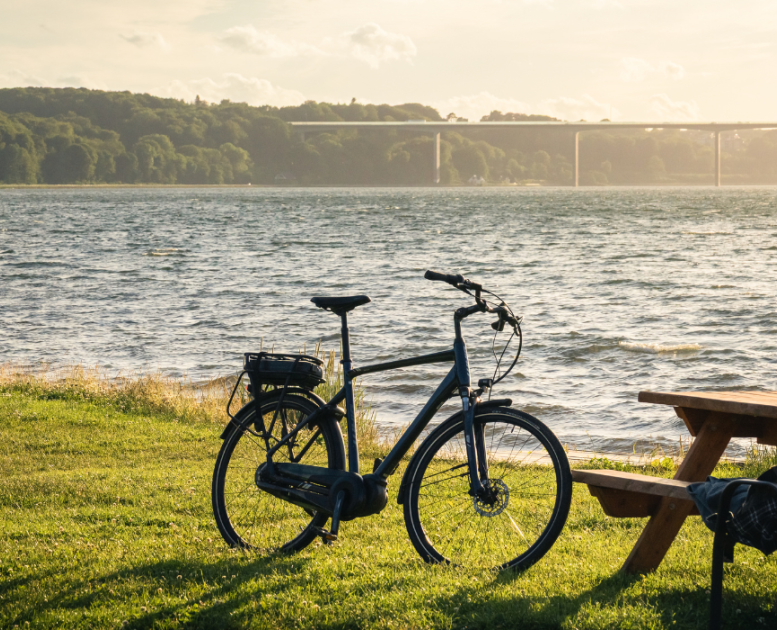 Parked by near Ibæk Beach with view over the fjord