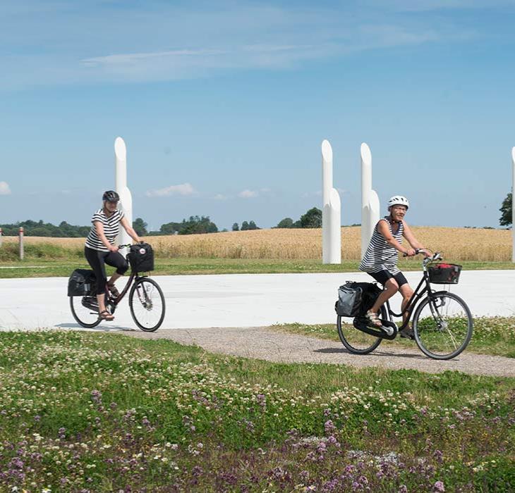 On bike at the Jelling Monuments